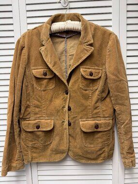 Willi Smith Tan/camel corduroy safari utility jacket Size L